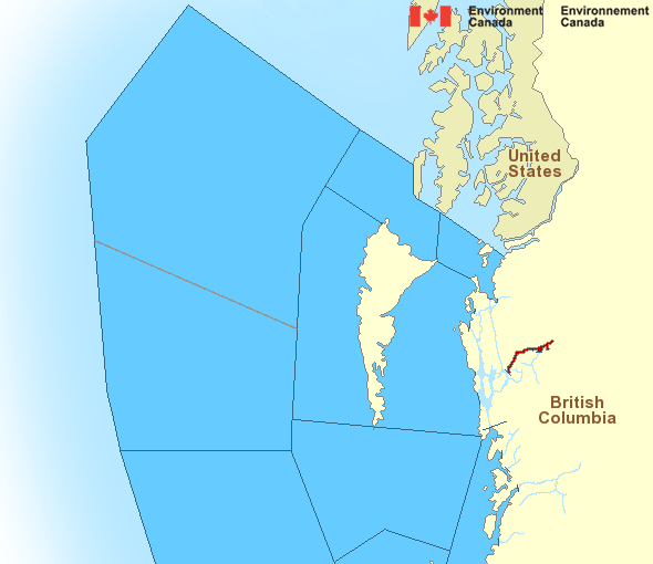 Map of Pacific - North Coast marine weather areas